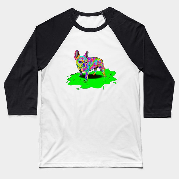 Colorful Frenchie Baseball T-Shirt by Jae Designs